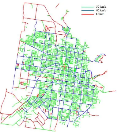 Figure 2.2 Map of Speed Limits of Toowoomba Streets 