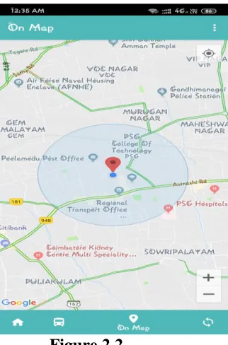 Figure 1.2 NearBy buses can be shown through the “bus now” android application.  