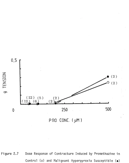 Figure 2.7 Dose Response of Contracture Induced by Promethazine in 