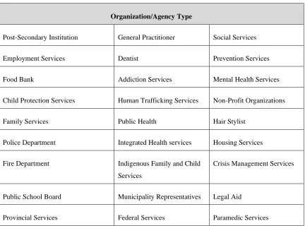 Table 1 Organization/Agency Type 