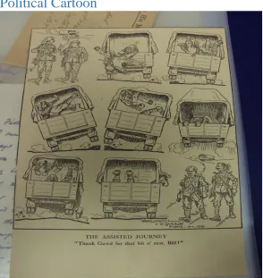 Figure 21 - Political Cartoon poking fun at the Hardships of Frontline Service - Soldiers were often happy to get a lift from lorries and motorcars, despite the poor condition of many roads in the War Zone