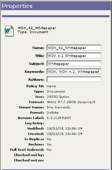 Figure 9: WDK 4.2 Properties Component