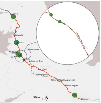Figure 4: Distribution of RCF sites and underbridge locations. Shaded circle size indicates underbridge 