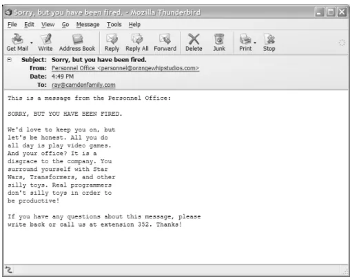 Figure 21.4  Providing a friendly name along with an email address makes for an email message that feels more  personal