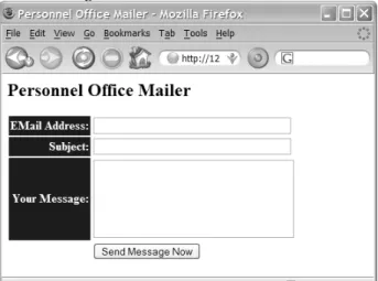 Figure 21.2  Creating a Web-based mail-sending mechanism for your users is easy. 