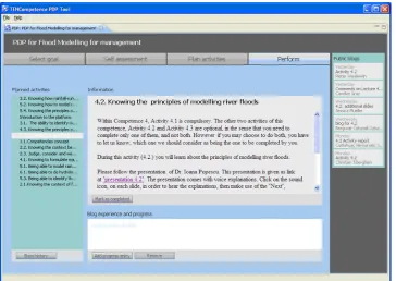 Figure 1. TENCompetence PDP tool (screenshot from the Water Management pilot) 