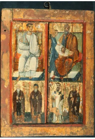 Fig. 9.  Two Wings of a Triptych: Saint Thaddeus, Saint Paul of Thebes, Saint Anthony; King Abgarus, Saint 