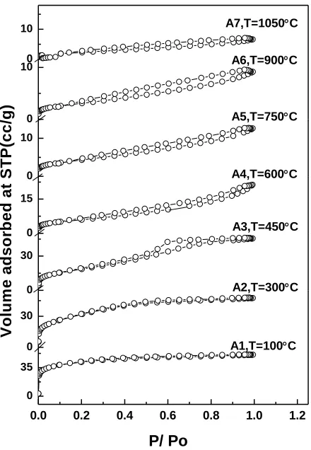 Figure 7. Nitrogen adsorption/ desorption isotherms of SnO2 nanoparticles  