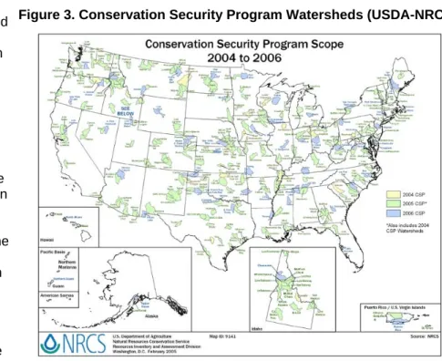 Figure 3. Conservation Security Program Watersheds (USDA-NRCS)