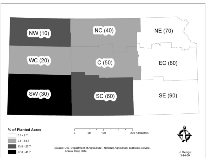 Figure 3.6 Agricultural Statistics Districts: Irrigated Cropland Average (1995-2005) 