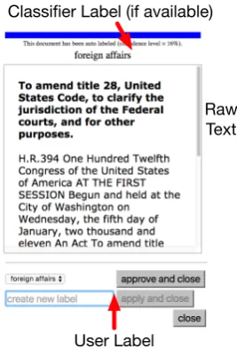 Figure 3: After the user has labeled some docu-ments, the system can automatically label otherdocuments and select which documents would bemost helpful to annotate next