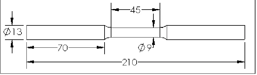 Figure 2.  Dimension of specimen used for torsion test (mm) 