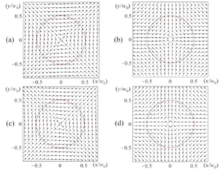 Figure 8. Polarisation distributions on differentcorrespond to points of maximum intensity