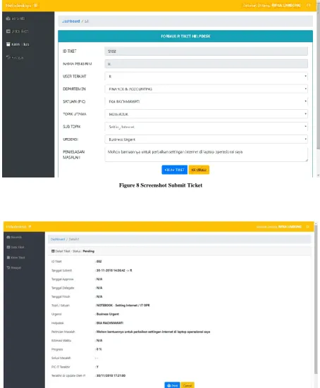 Figure 9 Screenshot Ticket Detail 
