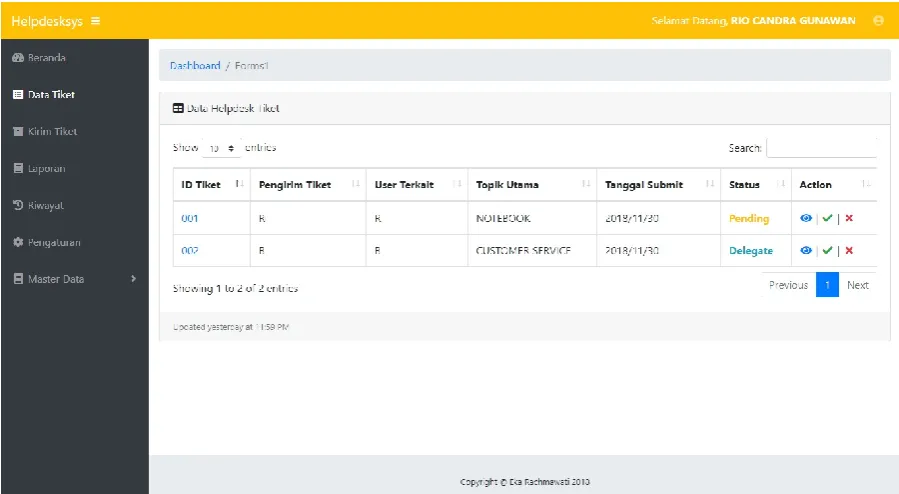 Figure 10 Screenshot Approval Ticket 
