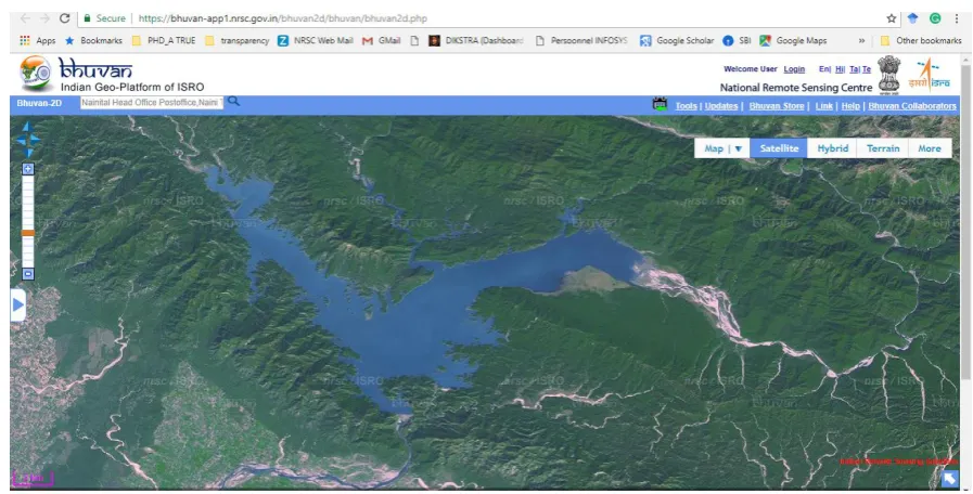Fig. 2 Bhuvan web portal with its capability of satellite data dissemination 