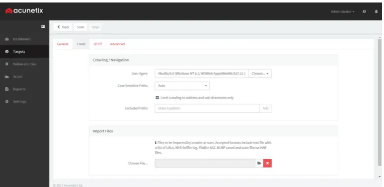 Figure 8. Entering the URL for testing with add target function  