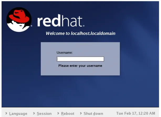 Figure B.1: RedHat 9 login screen.
