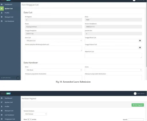Fig 10. Screenshot Leave Submission  