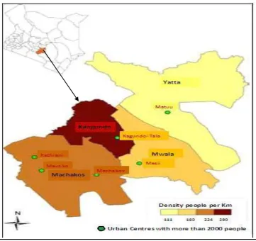 Figure 3.1: Map of Kenya showing the study area (NEMA, 2013)  