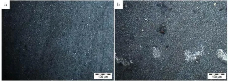 Figure 10.  Optical micrograph of the morphology for a) Zn-7Ti-0.3V b) Zn-13Ti-0.5V chloride deposited mild steel