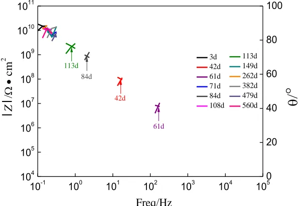 Figure 6. IBP of metallic paint coating with different immersion time 
