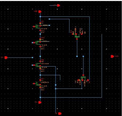 Fig 2. Schematic of basic CMOS Schmitt Trigger 