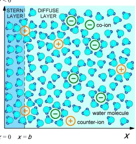 Figure 1 . Schematic figure of   the Stern  layer  ( 0xb) and diffuse electric double layer (bx ) 