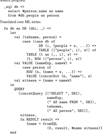 TABLE of ’a * string * ’b dbi datatype (’a, ’b) row =