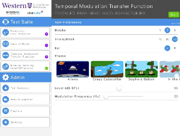 Figure 5.1: The home window of the Ipaas- based Psychoacoustic App Suite. On the home 