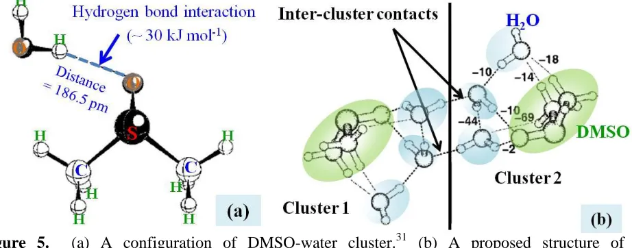 Figure 4.  Intermolecular associations between DMSO and water molecules in the mixed solution.24 (Me represents the methyl (CH3-) group in DMSO molecule)