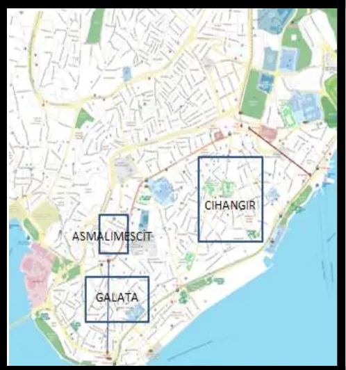 Figure 4.Cihangir, AsmalıMescit and Galata neighborhoods in Beyoglu 