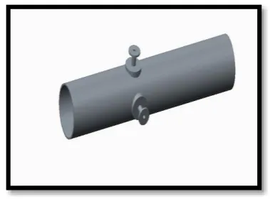 Fig 2:-3D Model with nozzle placed at centre of cylinder without fillet 