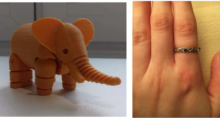 Figure 2. A) A 3d printed elephant and B) An eternity ring, described by respondents in our survey
