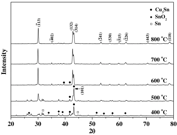 Figure 2.  SEM images of the Cu-Sn/C precursor powders prepared by spray drying process