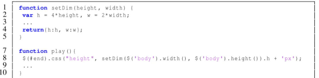Fig. 1. Motivating J AVA S CRIPT example.