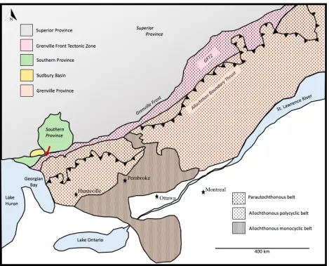 Figure 1-1. Lithotectonic map compiled from Carr et al. (2000) and Li (2012) using lithotectonic divisions by Rivers et al