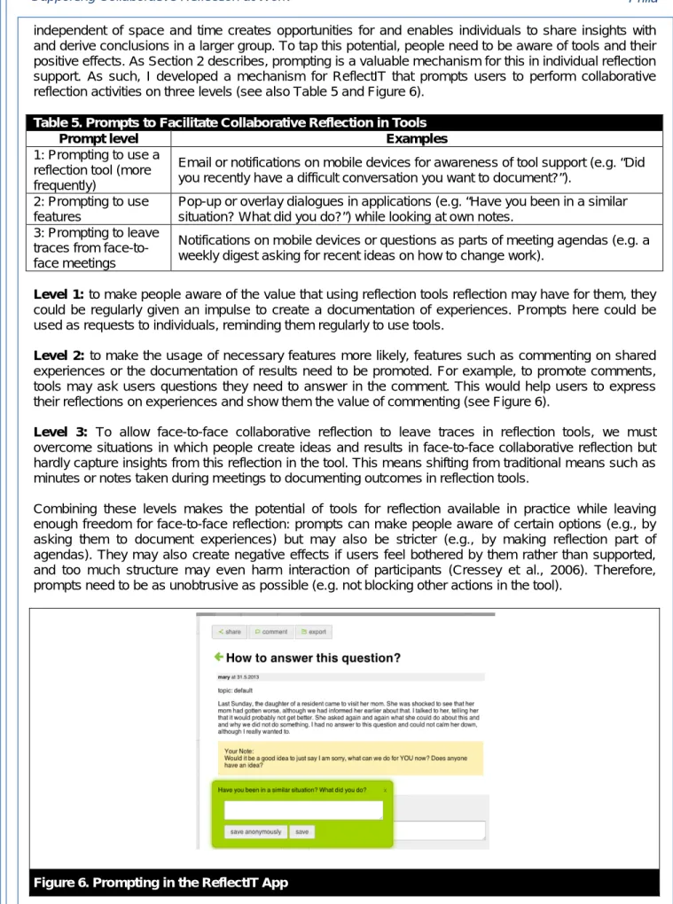 Table 5. Prompts to Facilitate Collaborative Reflection in Tools 