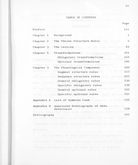 TABLE OF' CONTENTS 