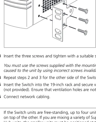 Figure 7   Fitting a bracket for rack mounting