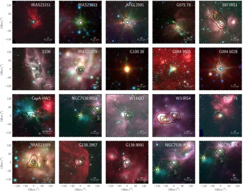 Fig. 2. Large-scale overview images for the whole CORE sample. The color scale shows three-color images with blue, green, and red from2007presented