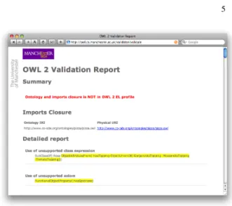Fig. 2. A Screenshot of the OWL 2 Profile Validator. The validator is written using the Profiles API which is part of the OWL API