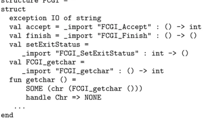 Figure 5. FCGI binding through SML# C FFI