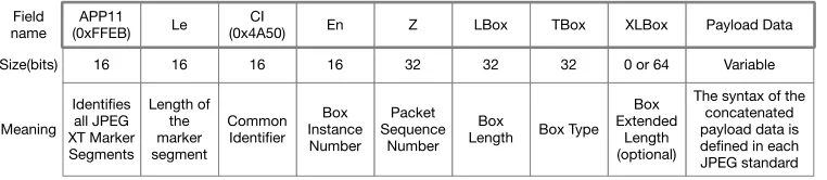 Fig. 8. Binary structure of JPEG XT marker segment