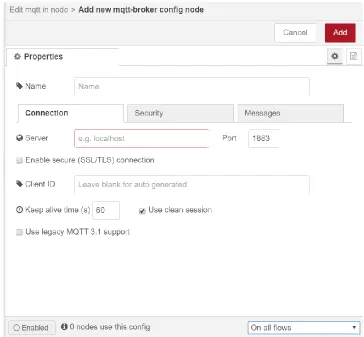 Figure 8: configuration node for the node MQTT. 