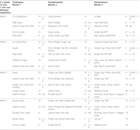 Table 1 Overview of the jump-landing technique program