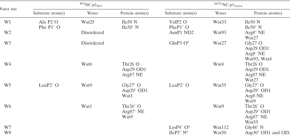 TABLE 3. Water-bridging network involving substrates and protease