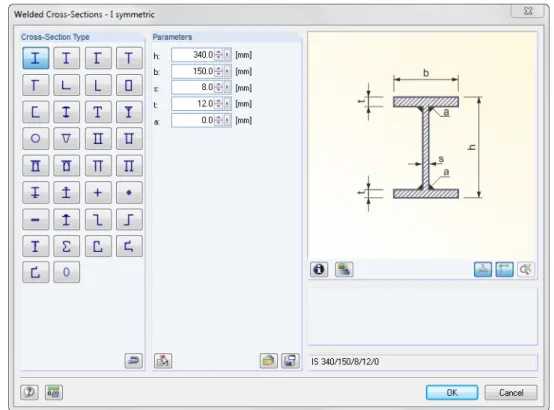 Figure 3.9: IS-section table in the cross-section library 