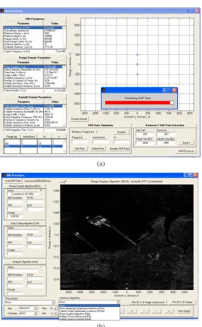 Figure 2. iSARSIMP. (a) SAR simulator module, (b) SAR processormodule.