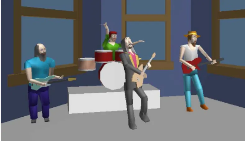Figure 4 The band avatars playing virtual musical instruments 
